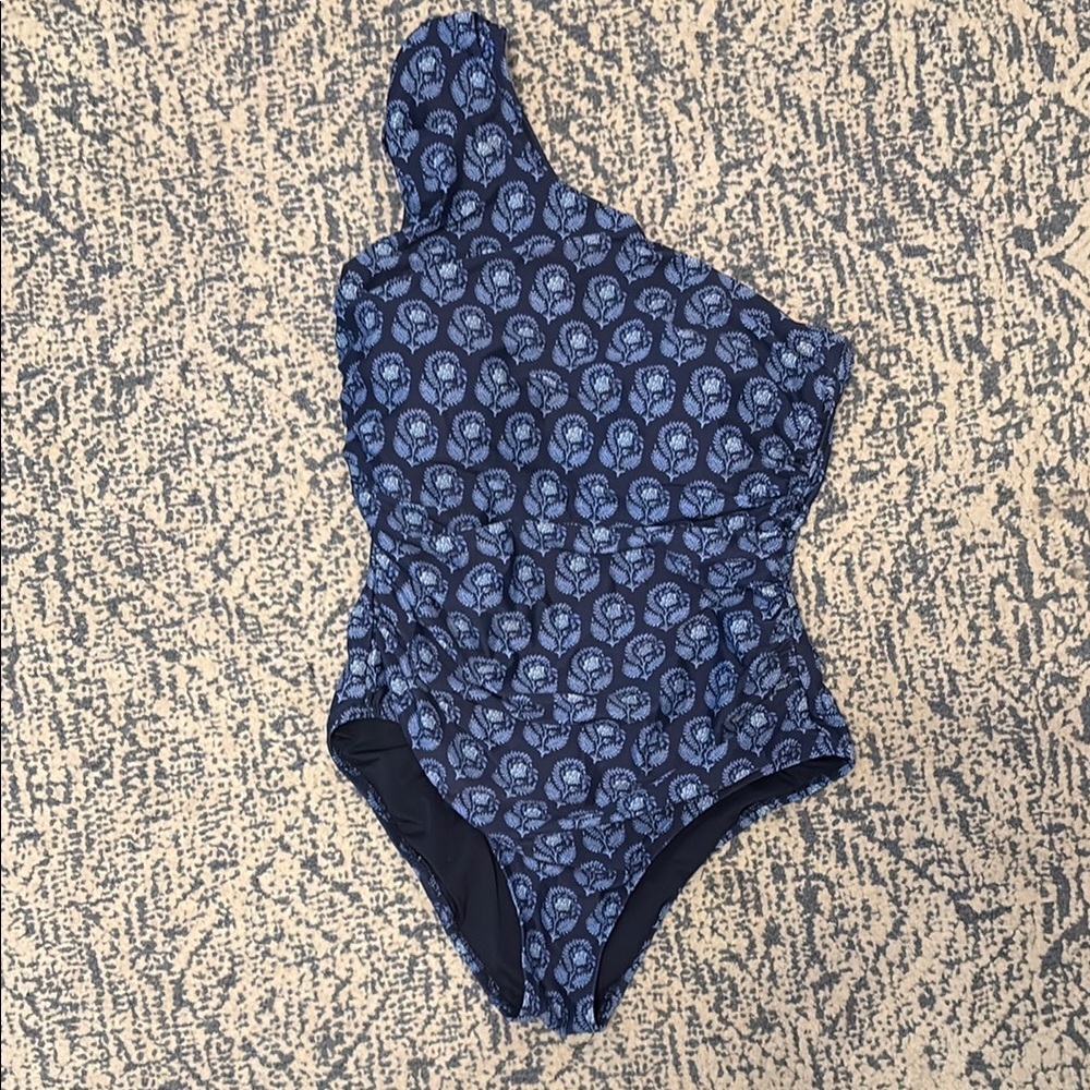 J Crew One Shoulder Ruched One Piece Swimsuit Size 12